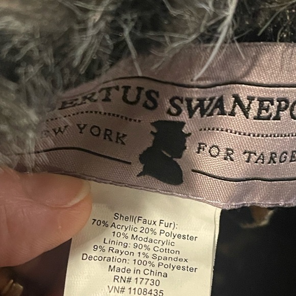 Albertus Swanepoel Faux Fur Black & Gray Hat For Target Cotton & Spandex Blend - Picture 7 of 10